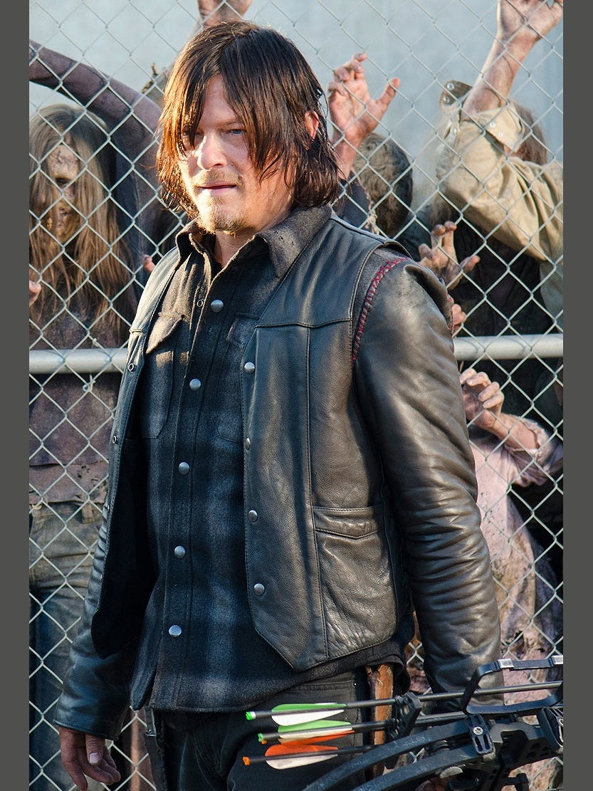 Walking Dead Daryl Dixon Black Leather Vest