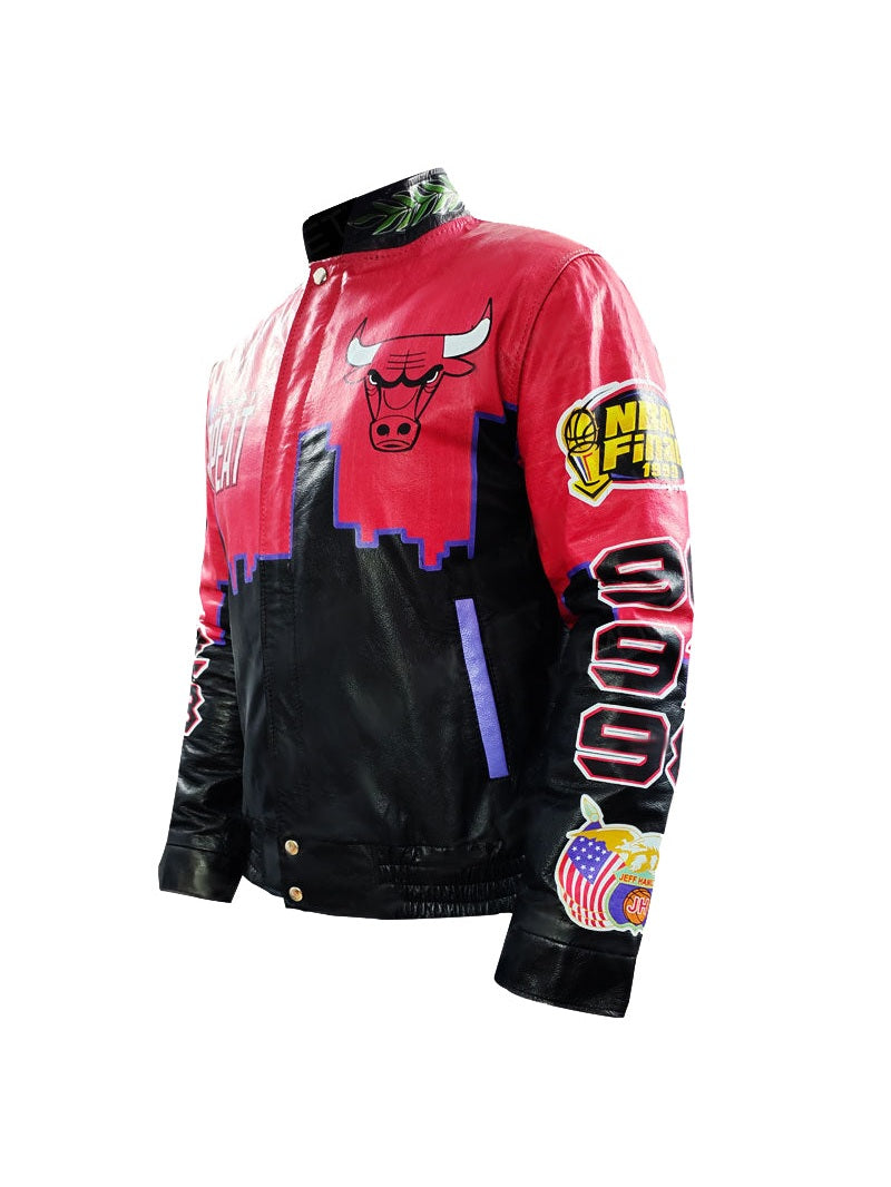 Three Peat Jeff Chicago Bulls Leather Jacket