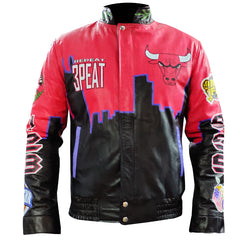 Three Peat Jeff Chicago Bulls Leather Jacket