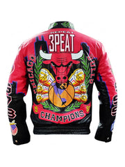 Three Peat Jeff Chicago Bulls Leather Jacket