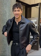 Tom Blyth Good Morning America 2026 Black Leather Jacket