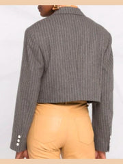 Black-ish Rainbow Johnson Gray Pinstripe Cropped Blazer