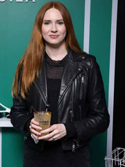 US Open Tennis Karen Gillan Black Leather Jacket