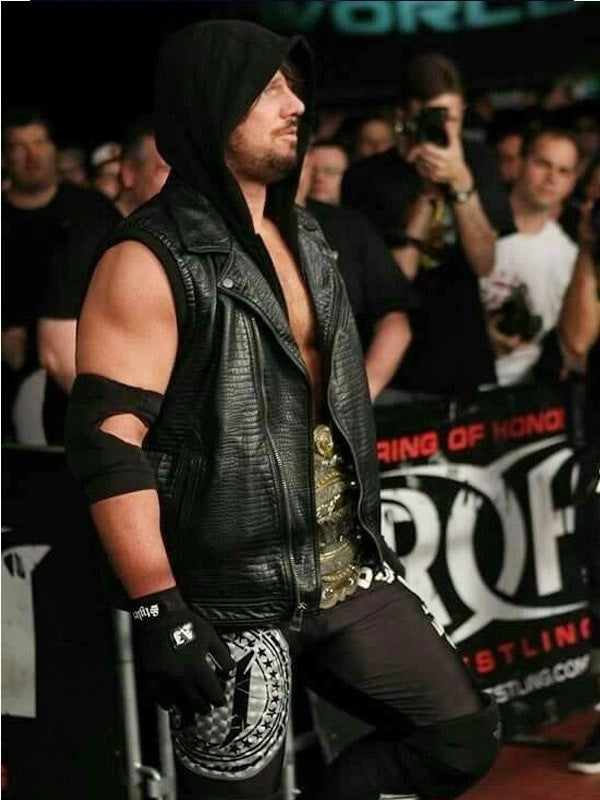 WWE AJ Styles Hooded Leather Vest