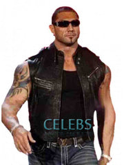 WWE Wrestler Dave Bautista Black Leather Vest