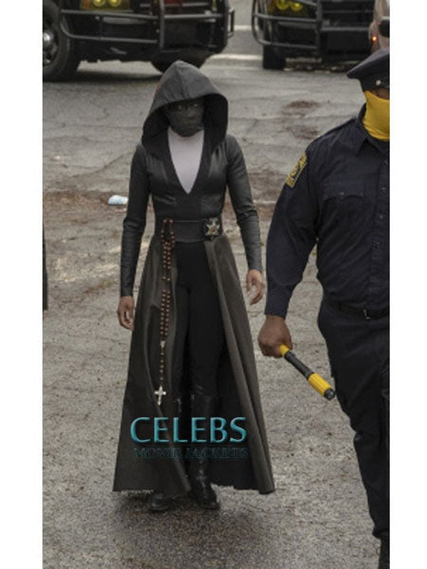 Watchmen Regina King Leather Hooded Coat