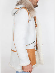 White Shearling Leather Coat