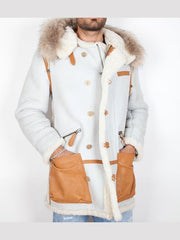White Shearling Leather Coat