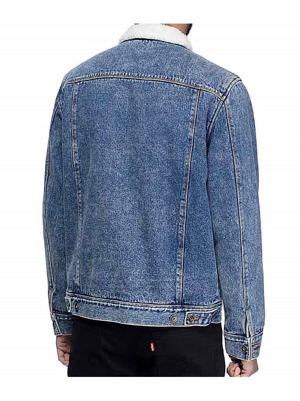 Shameless Frank Gallagher Blue Denim Shearling Jacket
