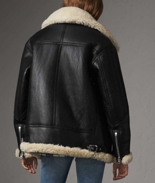 Womens Aviator Ivory Shearling Jacket