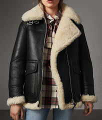 Womens Aviator Ivory Shearling Jacket