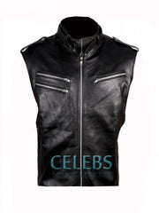 WWE Wrestler Dave Bautista Black Leather Vest