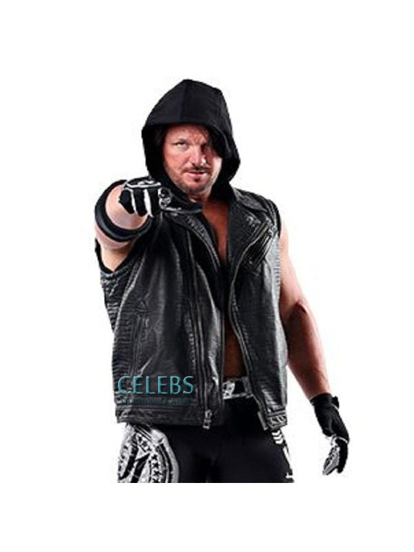 AJ Styles Hoodie Leather Vest