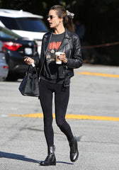 Alessandra Ambrosio Victoria Secret Angel Black Leather Jacket