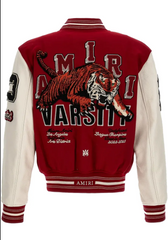 Amiri Red Letterman Varsity Jacket