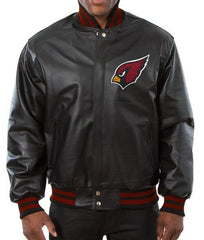 Arizona Cardinals Varsity Black Leather Jacket