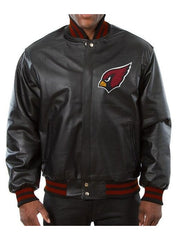 Arizona Cardinals Varsity Black Leather Jacket