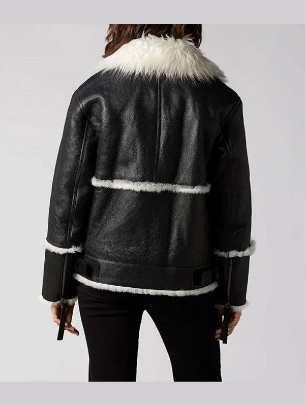 Aviator Black And White Shearling Jacket