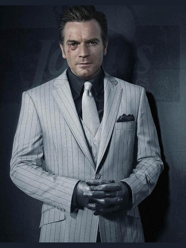 Birds of Prey Black Mask White Pinstripe Suit