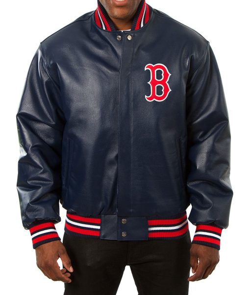 Boston Red Sox Varsity Navy Blue Leather Jacket