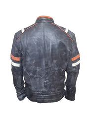 Men's Vintage Classic Cafe Racer Retro 2 Moto Black Leather Jacket