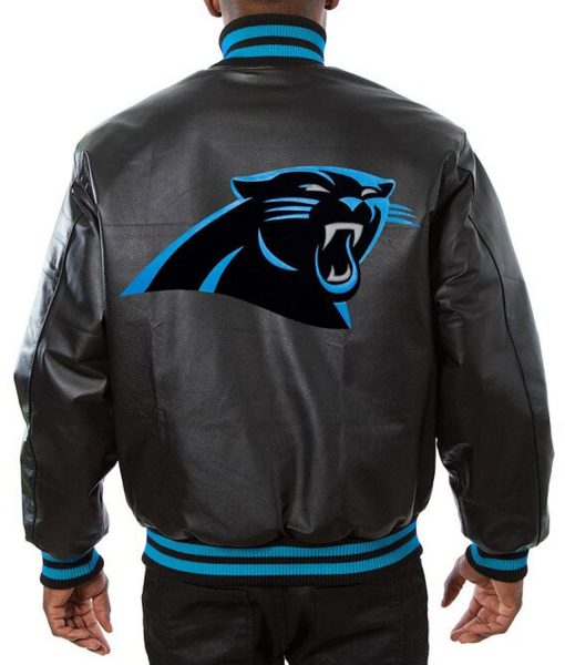 Carolina Panthers Varsity Black Leather Jacket