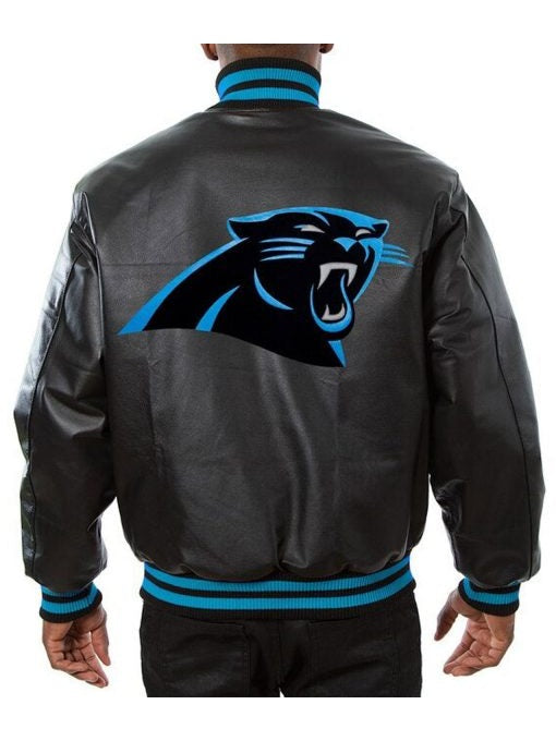 Carolina Panthers Varsity Black Leather Jacket