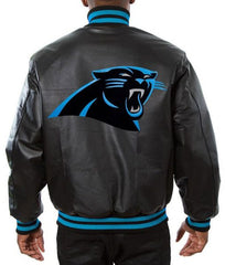 Carolina Panthers Varsity Black Leather Jacket