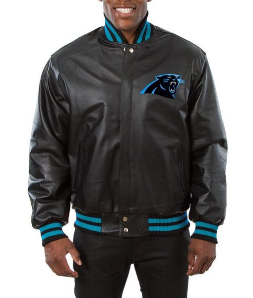 Carolina Panthers Varsity Black Leather Jacket