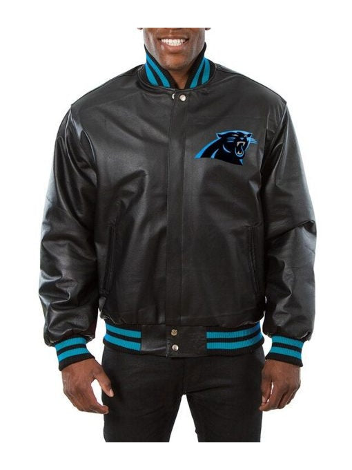 Carolina Panthers Varsity Black Leather Jacket