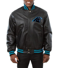 Carolina Panthers Varsity Black Leather Jacket