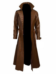 Channing Tatum Gambit Leather Costume Trench Brown Coat
