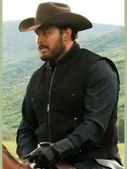 Cole Hauser Yellowstone Rip Wheeler Black Vest