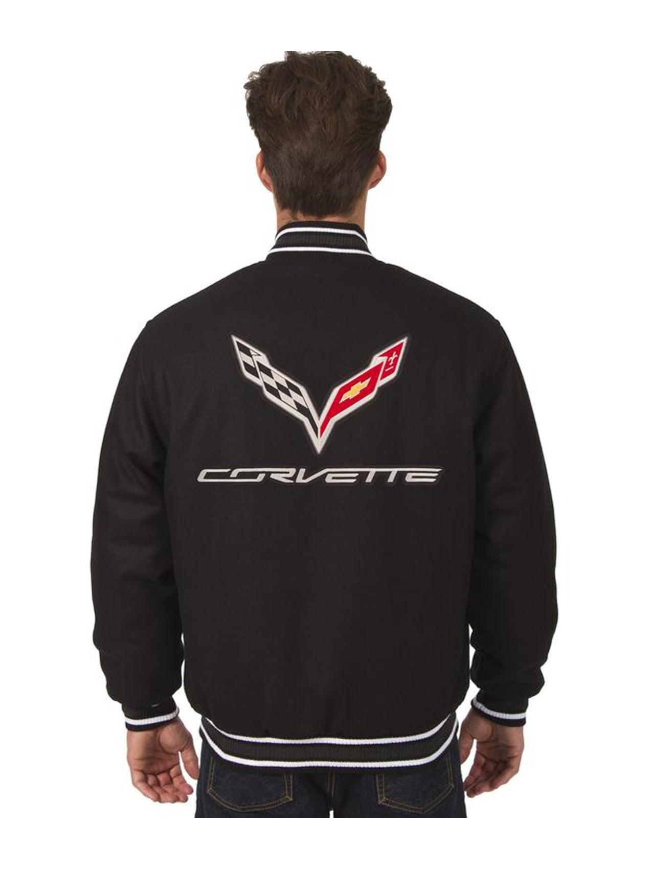 Corvette Black Wool Varsity Jacket