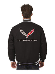 Corvette Black Wool Varsity Jacket