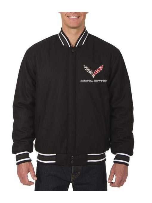 Corvette Black Wool Varsity Jacket