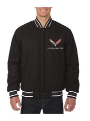 Corvette Black Wool Varsity Jacket