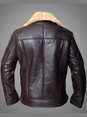 Full Shearling Dark Brown Leather Bomber Jacket