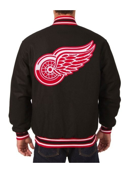 Detroit Red Wings Varsity Black Wool Jacket