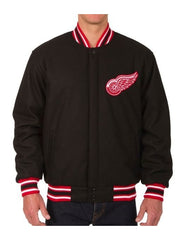 Detroit Red Wings Varsity Black Wool Jacket