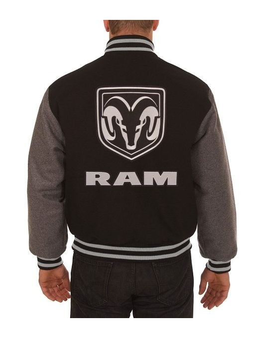 Dodge Ram Varsity Black and Grey Wool Jacket