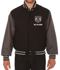 Dodge Ram Varsity Black and Grey Wool Jacket