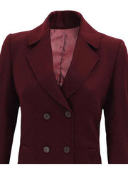 Women Double Breasted Maroon Wool Coat