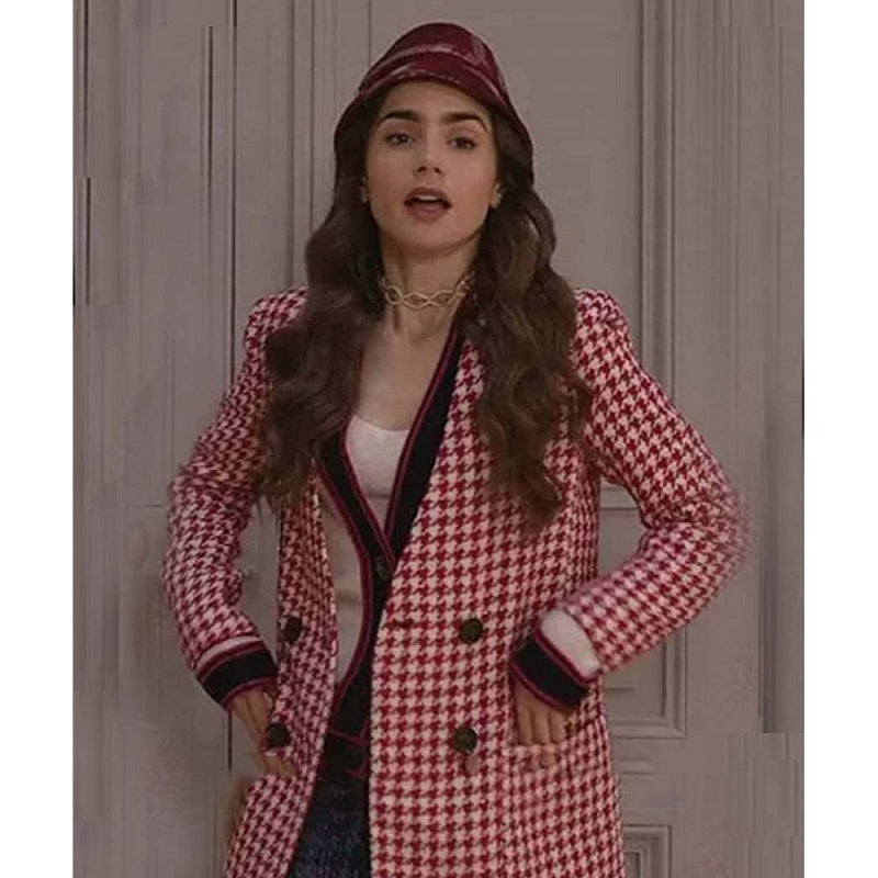 Emily in Paris Emily Cooper Houndstooth Coat