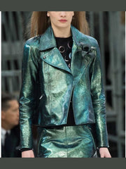 Emily In Paris Emily Green Metallic Moto Jacket