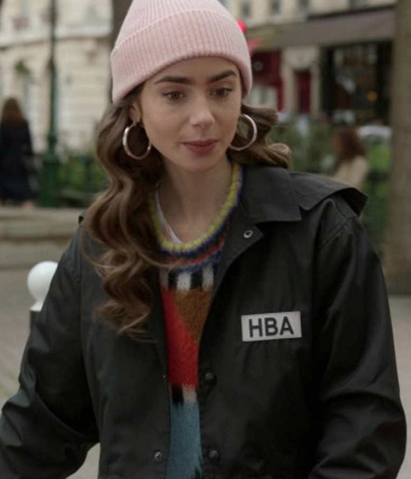 Emily In Paris Lily Collins HBA Logo Jacket