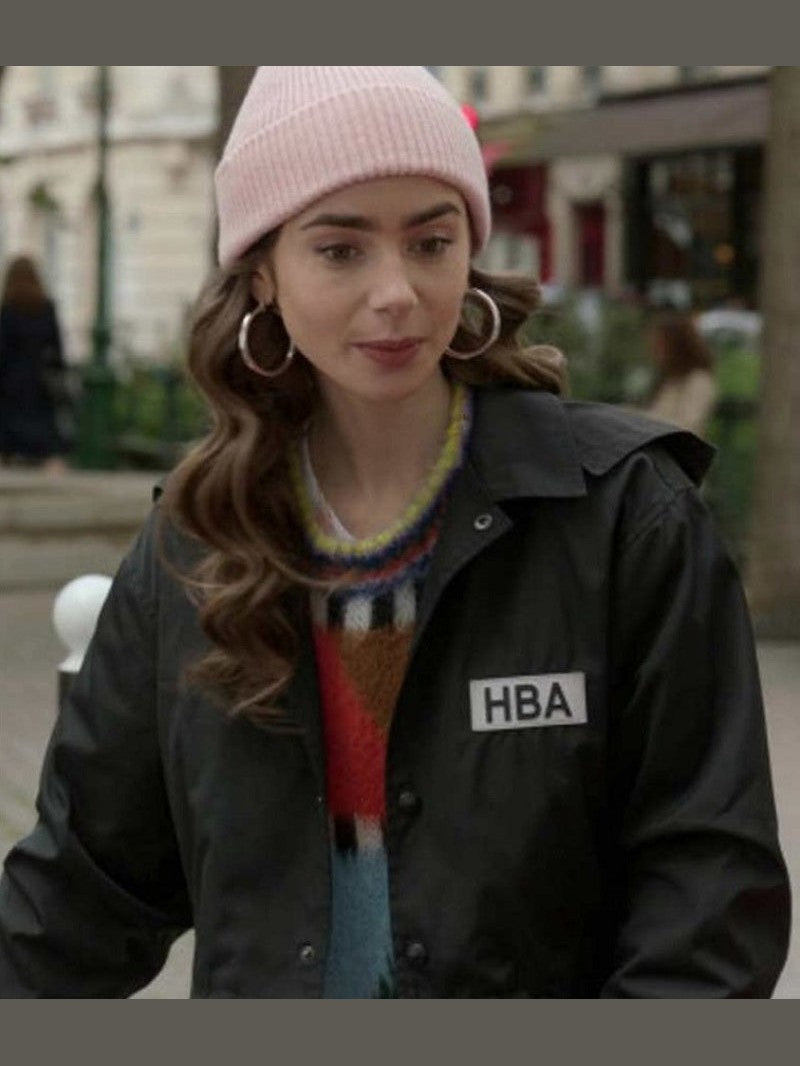 Emily In Paris Lily Collins HBA Logo Jacket