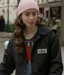 Emily In Paris Lily Collins HBA Logo Jacket