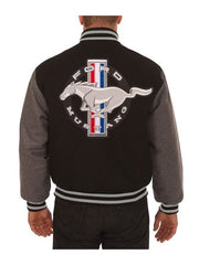 Ford Mustang Embroidered Black and Grey Varsity Jacket