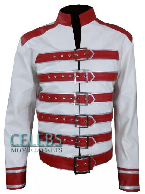 Freddie Mercury White Jacket with Red Belts